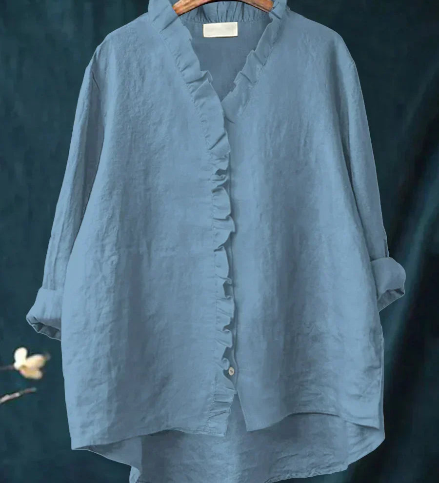 Lily | Bluza od pamuka i lana s volanima