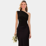 Aleida | Haljina Maxi Saten s Jednim Rame