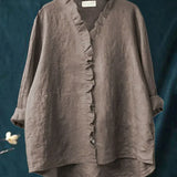 Lily | Bluza od pamuka i lana s volanima
