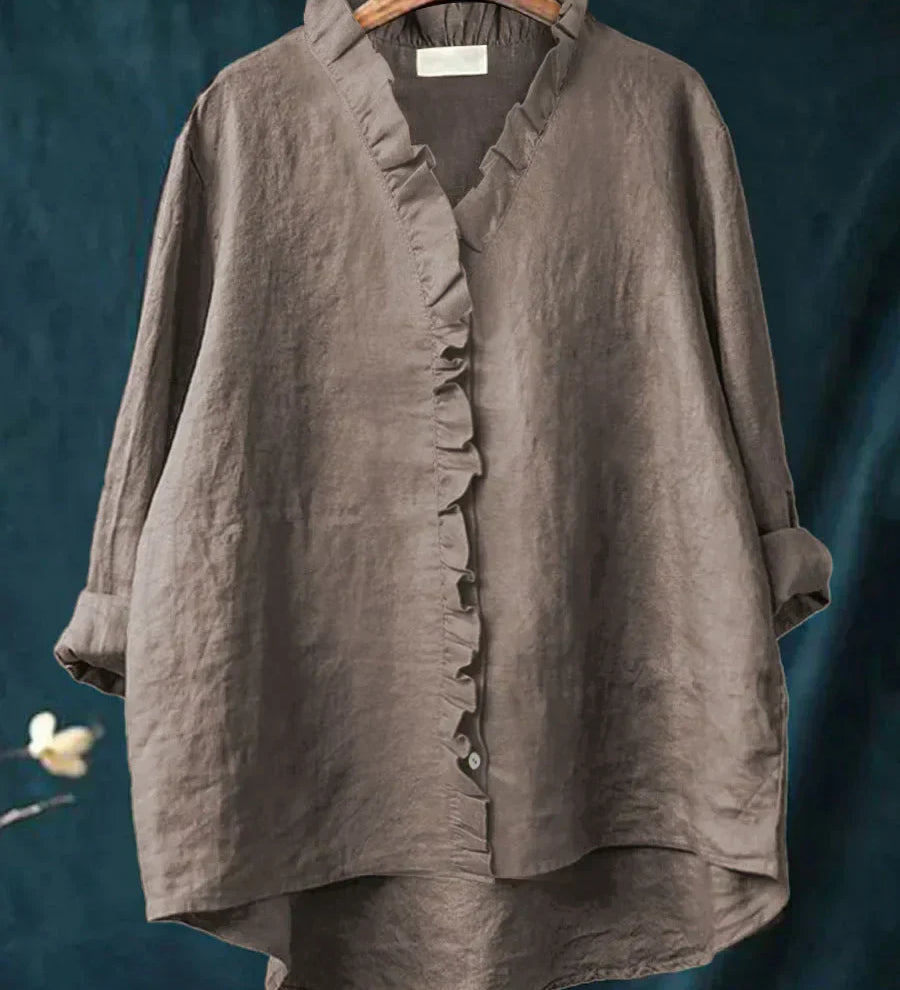 Lily | Bluza od pamuka i lana s volanima