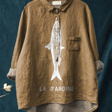 Sophie | Ženska casual košulja s grafikom sardine