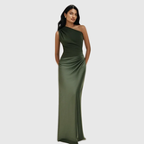 Aleida | Haljina Maxi Saten s Jednim Rame