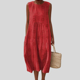 Rostrotes Leinenkleid s uzorkom od rupa