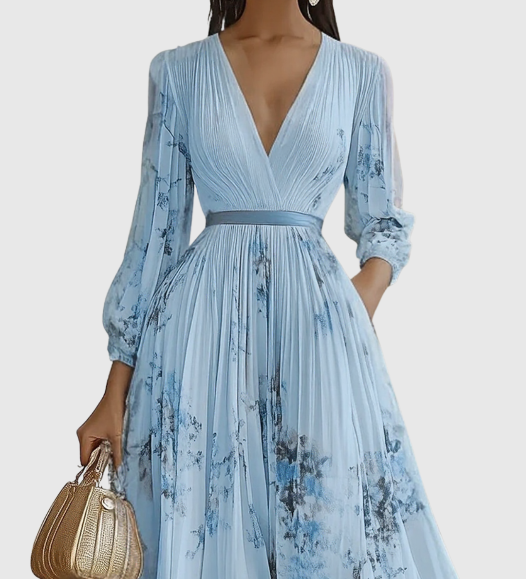 Rowella - Elegantna Plisirane Maxi Haljina