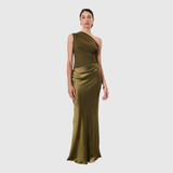 Aleida | Haljina Maxi Saten s Jednim Rame
