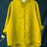 Lily | Bluza od pamuka i lana s volanima