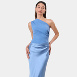 Aleida | Haljina Maxi Saten s Jednim Rame