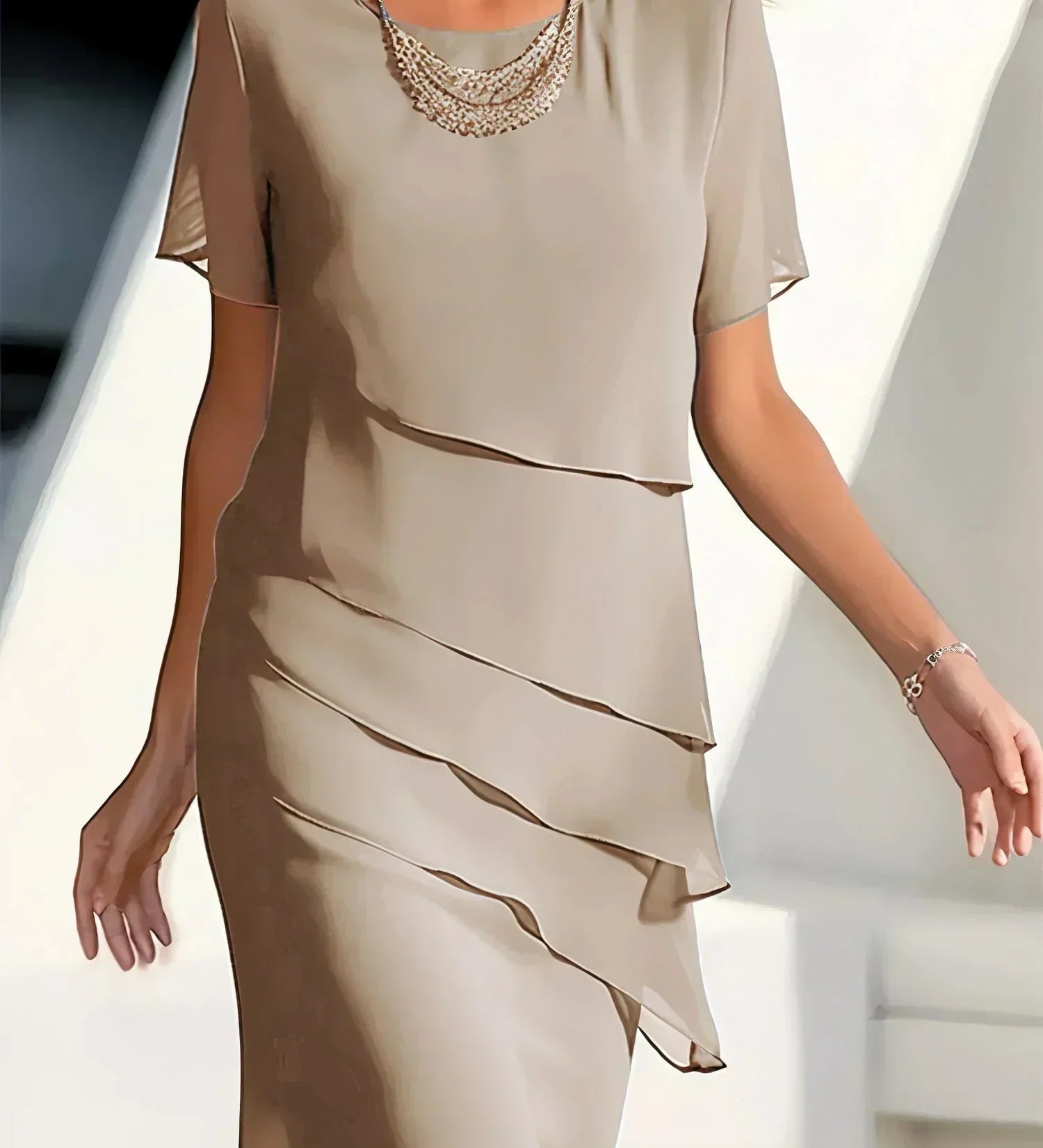 Aria - Vječna Chiffon Haljina s Raskošnim Naborima