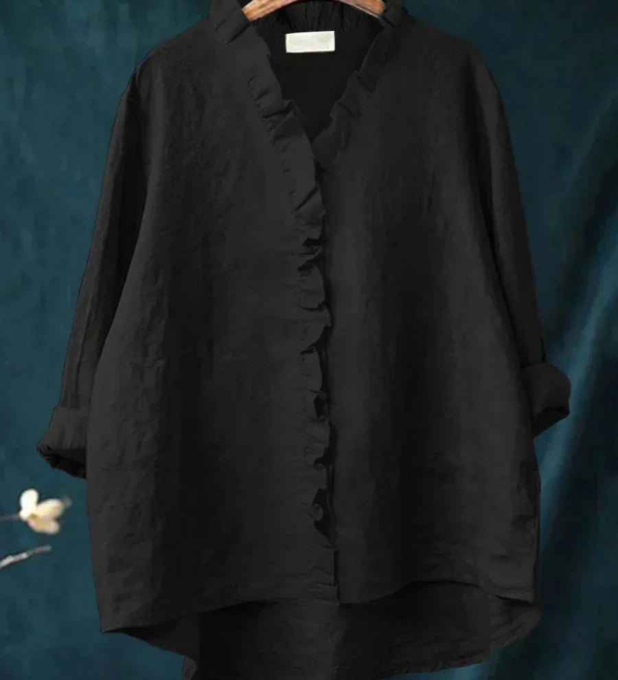 Lily | Bluza od pamuka i lana s volanima