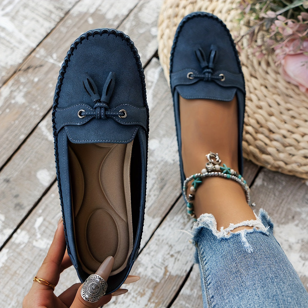 Nadine - Klasične Loaferice s detaljem od resica