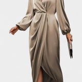 Andrea - Elegantna Duga Haljina s V-Izrezom i Bočnim Raskorakom