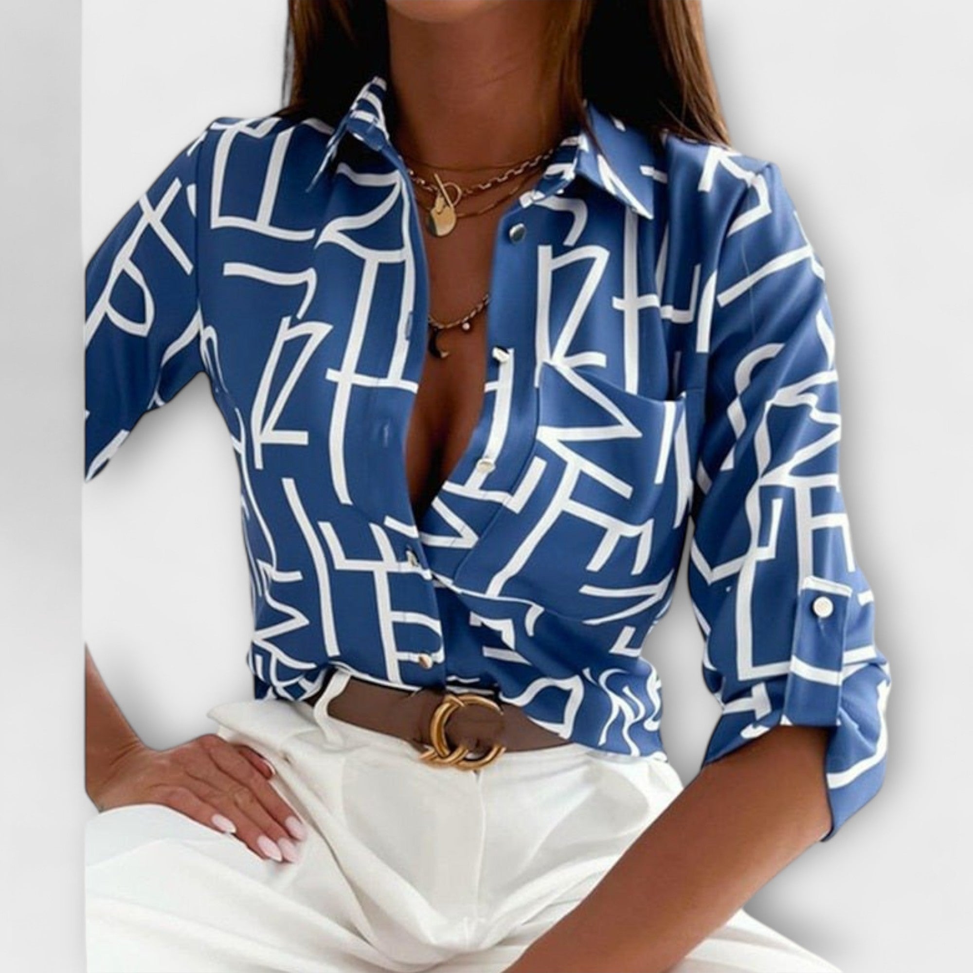 Camila – Sofisticirana Geometrijska Bluza